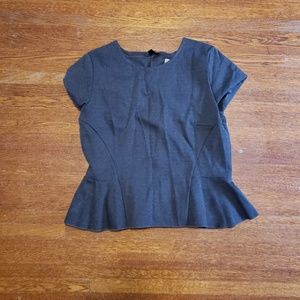 NWT Grey short sleeve stretch cotton peplum top